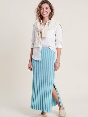 House of Harlow 1960 Ombre Pleated Maxi Skirt Side Slit Elastic Waist Size Small